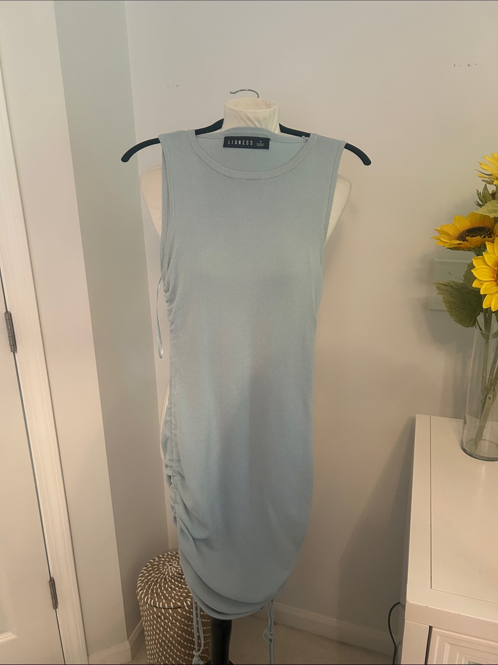 Pretty Long Lioness Light Blue Ribbed Sleeveless Knit Dress